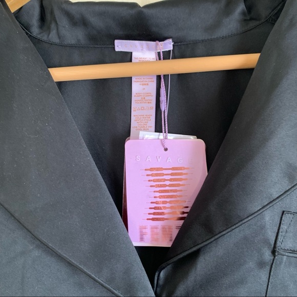 Savage x Fenty SATIN PAJAMA TOP (black/caviar) - Picture 3 of 5